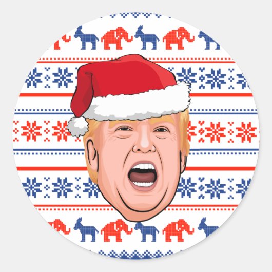 Sticker Rond DONALD TRUMP Noël (Devant)