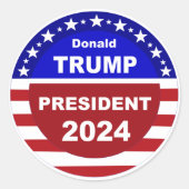 Sticker Rond Donald Trump Président aux alentours de 2024 (Devant)