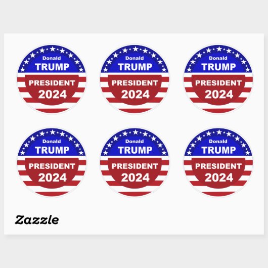 Sticker Rond Donald Trump Président aux alentours de 2024 (Feuille)