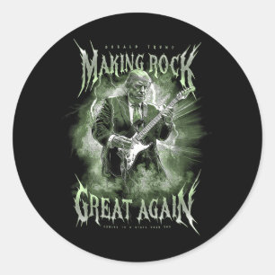 Sticker Rond Donald Trump Rendre sa musique rock Vintage