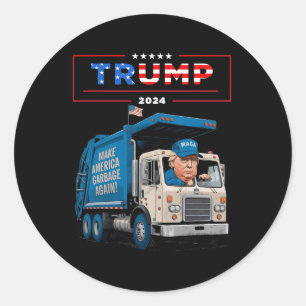 Sticker Rond Donald Trump se promène en chemise Garge Truck Gar