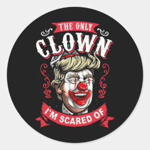 Sticker Rond Donald Trump T Shirt Drôle Clown Résiste Hommes Fe