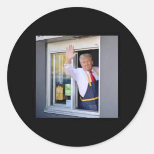 Sticker Rond Donald Trump Travaille À La Station Fry Et Détient