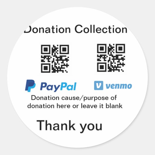 Sticker Rond Donation Collection conseil pot ajouter votre q r (Devant)