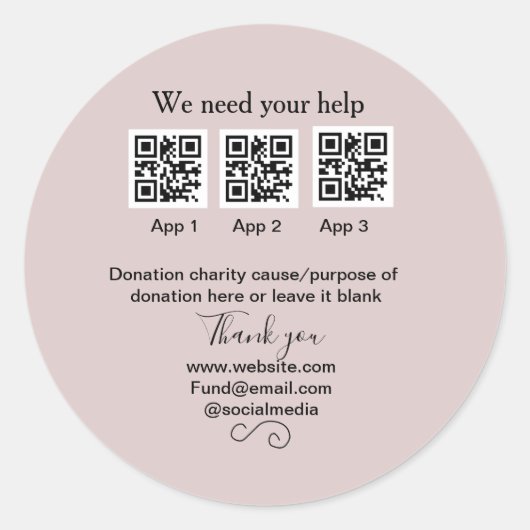 Sticker Rond Donation Collection conseil pot ajouter votre q r  (Devant)