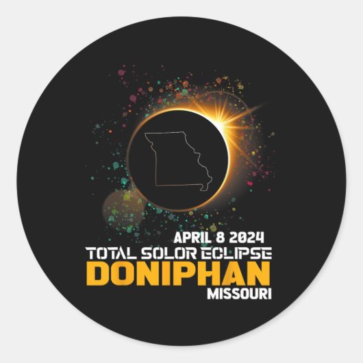 Sticker Rond Doniphan Missouri Total Solar Eclipse 2024 (Devant)