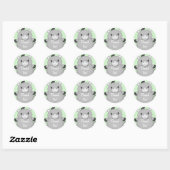 Sticker Rond Donkey Baby shower Green (Feuille)