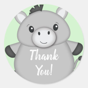 Sticker Rond Donkey Baby shower Green