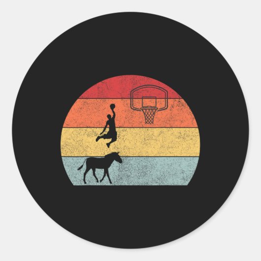 Sticker Rond Donkey basketball joueur entraîneur Sport ride âne (Devant)