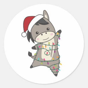 Sticker Rond Donkey Christmas Donkeys