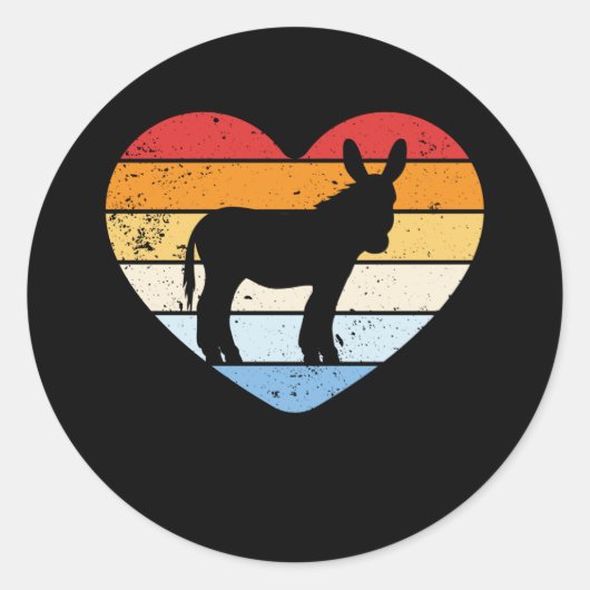 Sticker Rond Donkey Heart Retro (Devant)