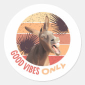 Sticker Rond Donkey hurlant - Good Vibes seulement (Devant)