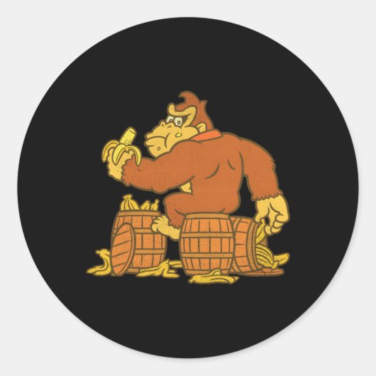Sticker Rond Donkey Kong Mange Des Bananes En Barre (Devant)