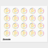 Sticker Rond DONNA Retro Font Tie Dye Pool Party Anniversaire (Feuille)
