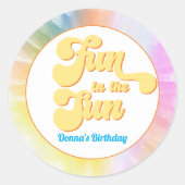 Sticker Rond DONNA Retro Font Tie Dye Pool Party Anniversaire (Devant)