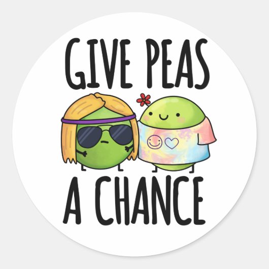 Sticker Rond Donnez Aux Pois Une Chance Drôle Hippie Peas Pun (Devant)
