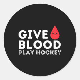 Sticker Rond Donnez du sang Jouez au hockey - Drôle de joueur d