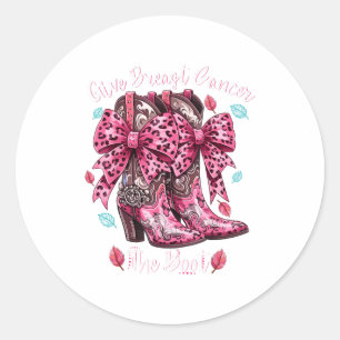 Sticker Rond Donnez le coup de pied au cancer du sein Nk Cowgir