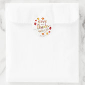 Sticker Rond Donnez Merci Chic Automne Rustique Thanksgiving Mo (Sac)
