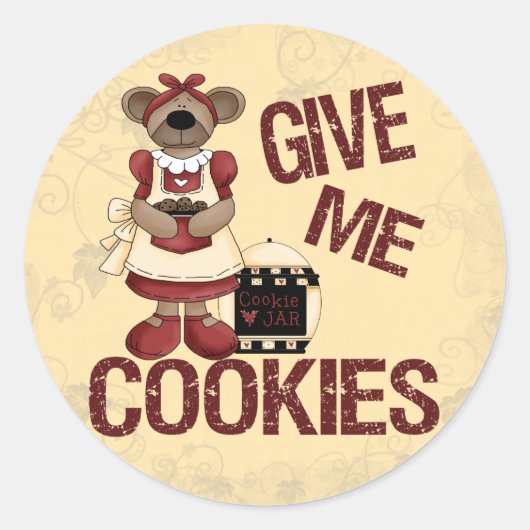 Sticker Rond Donnez-moi des cookies (Devant)
