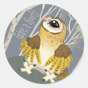 Sticker Rond Donnez un coup de pied ! Barn Owl