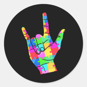 Sticker Rond Dons de langue des signes de Sensibilisation sur l