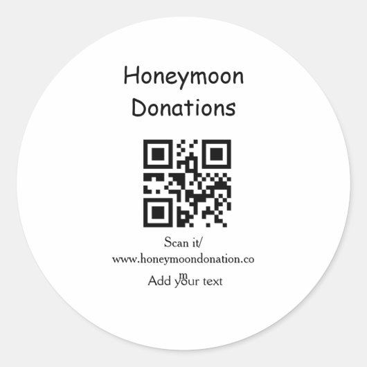 Sticker Rond Dons de lune de miel minimum simple mariage q r ca (Devant)