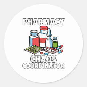 Sticker Rond Dons De Pharmacie Amusant Pour Un Pharmacien