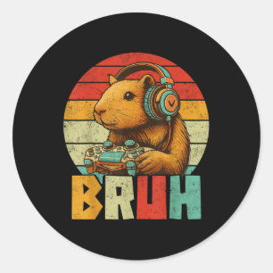 Sticker Rond Dons Drôle Pour Les Amateurs De Capybara Mens Boys