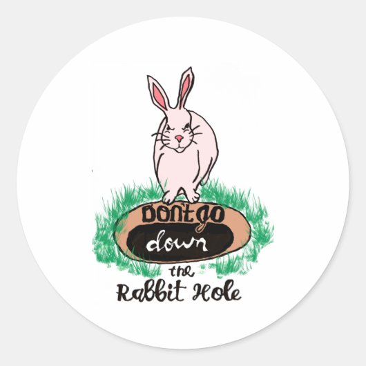 Sticker Rond Dont Go Down The Rabbit Hole Womens Red  (Devant)
