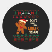 Sticker Rond Don't Make This Ginger Snap Redhead Ugly Christmas (Devant)