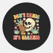 Sticker Rond Don't Panic It's Organic Weed Skull  (Devant)