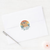 Sticker Rond Dont Worry Be Capy Funny Retro Capybara (Enveloppe)