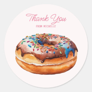 Sticker Rond Donut aquarelle personnalisé