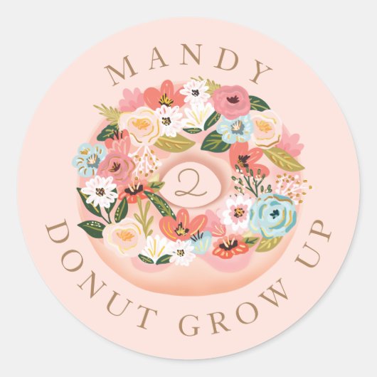 Sticker Rond Donut Augmenter Floraison Fleur Donut Anniversaire (Devant)