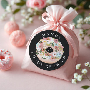 Sticker Rond Donut Augmenter Floral Fleur Fleur Donut Noir Anni