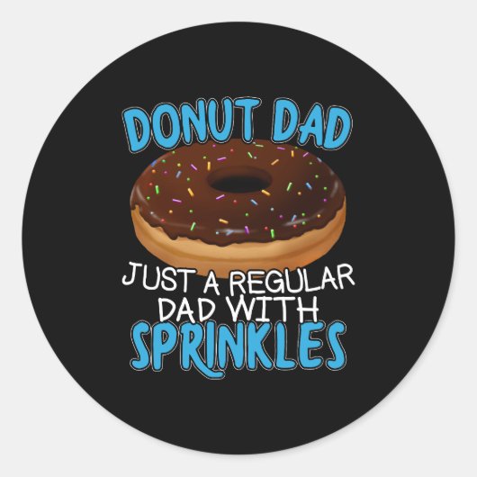 Sticker Rond Donut Dad - Doughnut Lover avec arroses (Devant)