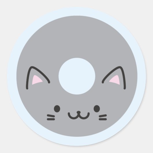 Sticker Rond Donut de chat Kawaii (Devant)