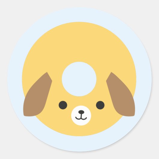 Sticker Rond Donut de chien de Kawaii (Devant)