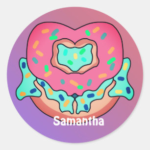 Sticker Rond Donut de coeur mou minimaliste Amour