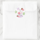 Sticker Rond Donut fille de 1er anniversaire (Sac)