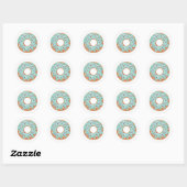 Sticker Rond Donut glacé bleu avec pépites (Feuille)