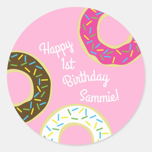 Sticker Rond Donut Kid's Birthday Party (Devant)