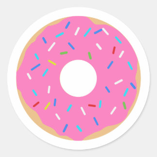 Sticker Rond Donut Rose Avec Saupoudrages
