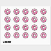 Sticker Rond Donut rose caricature avec glace (Feuille)