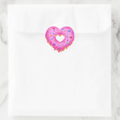 Sticker Rond Donut rose coeur avec arrosage arc-en-ciel (Sac)