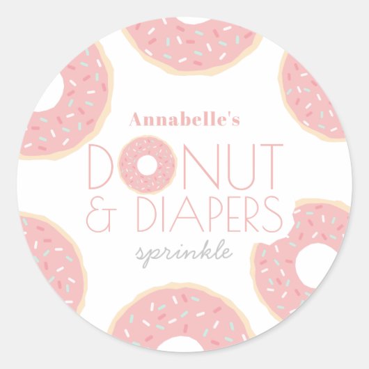 Sticker Rond Donut rose & Diapeurs Bébé Sprinkle Girl (Devant)