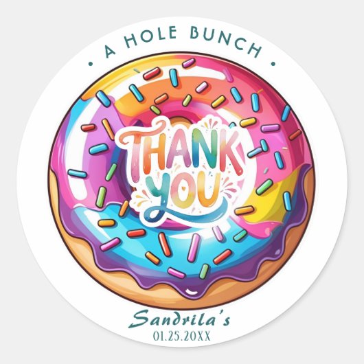 Sticker Rond Donut saupoudré Merci un tas de trous (Devant)