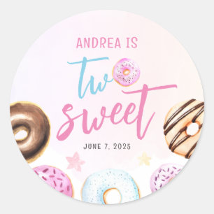 Sticker Rond Donut Two Sweet Girl 2e anniversaire