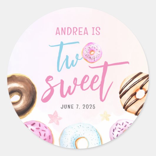Sticker Rond Donut Two Sweet Girl 2e anniversaire (Devant)
